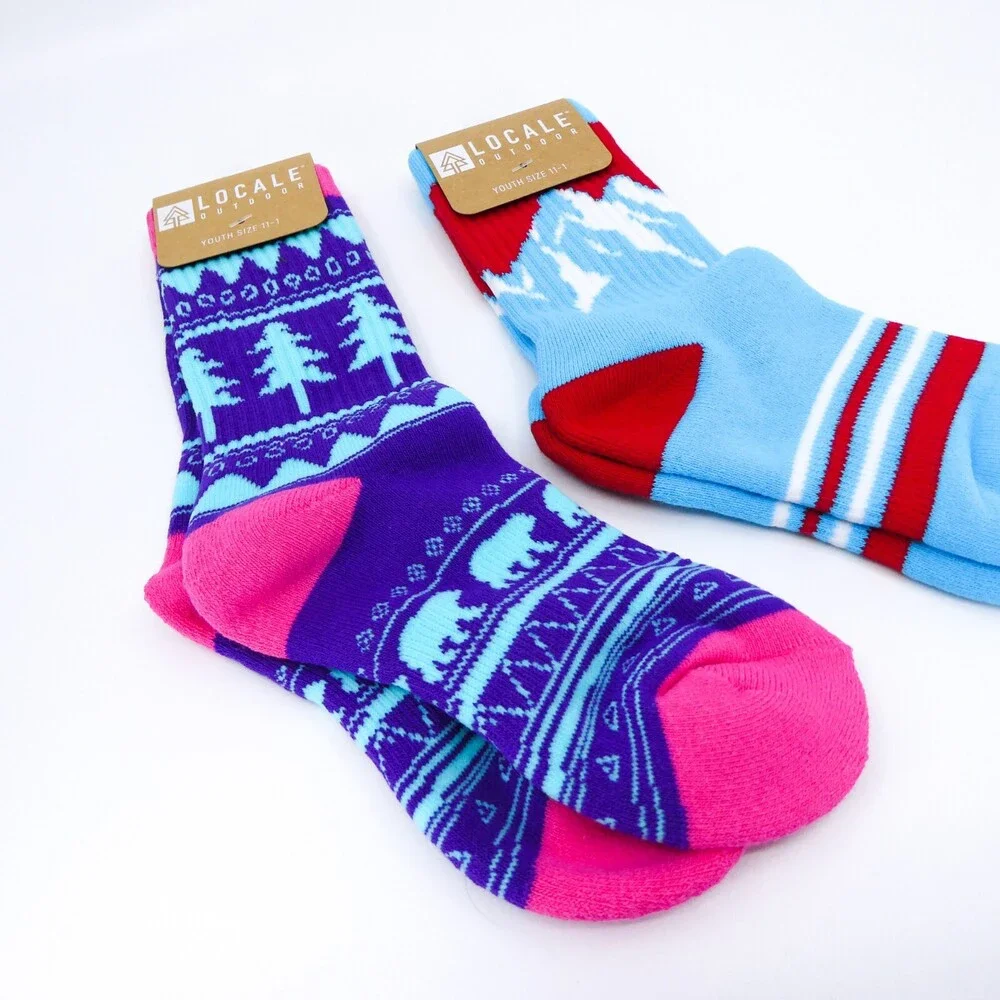 Locale Outdoor Socks 2 Pairs Youth One Size‎ 11 - 1 Nature Winter Sport Ski New